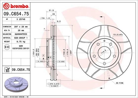 Mazda 6 Ön Fren Diski Hava Kanallı Çizik BREMBO