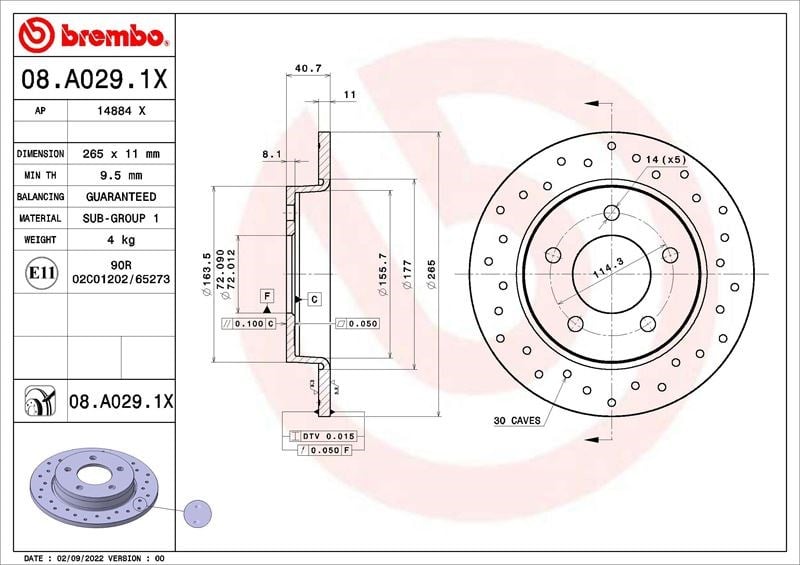 Mazda 3 Arka Fren Diski Dolu Tip Kaplamalı Delikli BREMBO