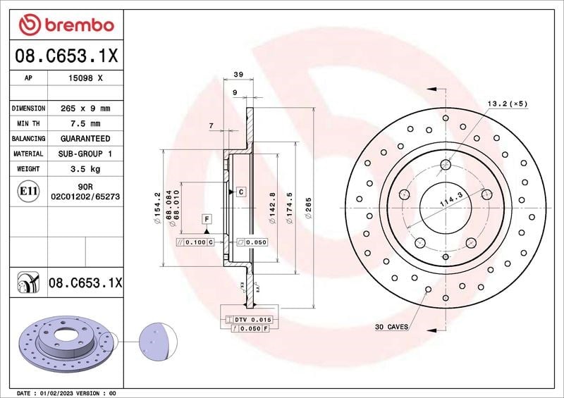 Mazda 3 Arka Fren Diski Dolu Tip Delikli BREMBO