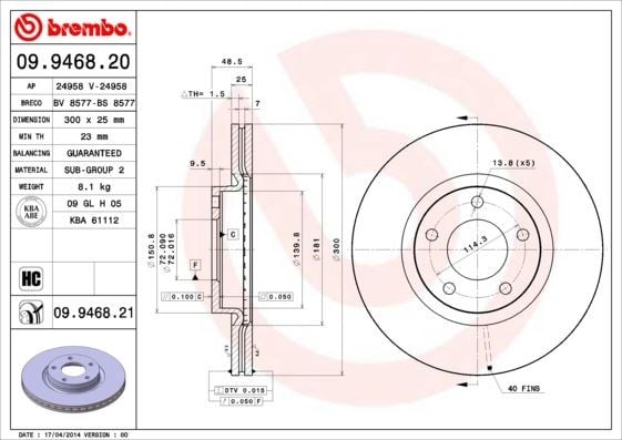 Mazda Ön Fren Diski UV Kaplamalı BREMBO