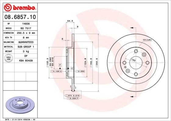 Mazda Arka Standart Fren Diski BREMBO