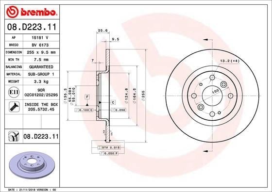Mazda Arka Fren Diski UV Kaplamalı BREMBO