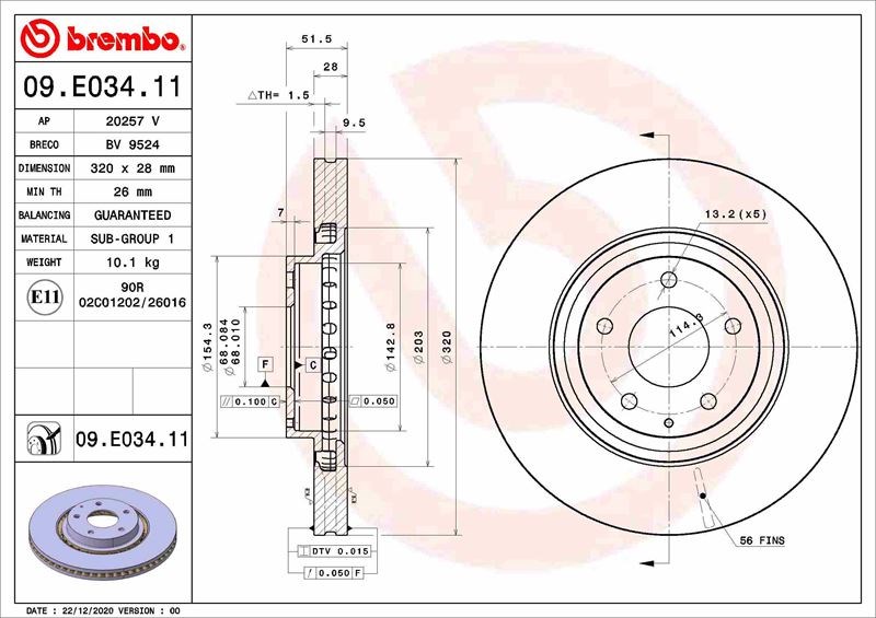 Mazda Ön Fren Diski UV Kaplamalı BREMBO
