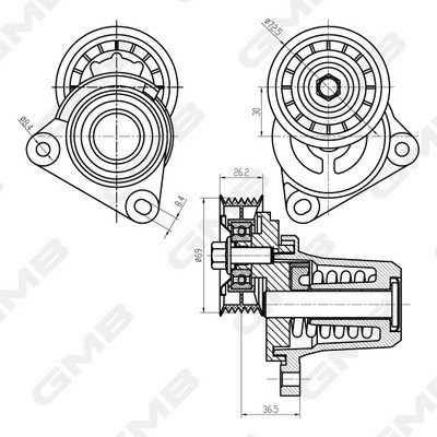 Mazda 6 Alternatör Kayışı Otomatik Gergi Rulmanı Komple 2.0L GMB