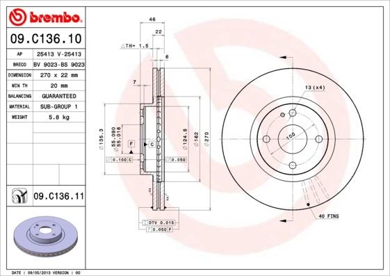 Mazda Ön Fren Diski UV Kaplamalı BREMBO