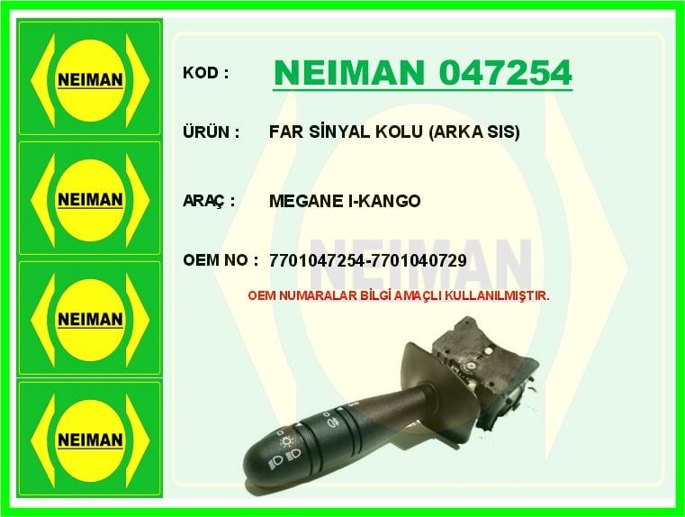 Renault Megane 1 Kangoo Far Sinyal Korna Kolu Arka Sis BESCHER