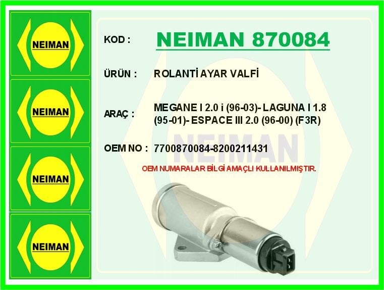 Renault Megane I Rolanti Ayar Valfi 2.0 i F3R BESCHER