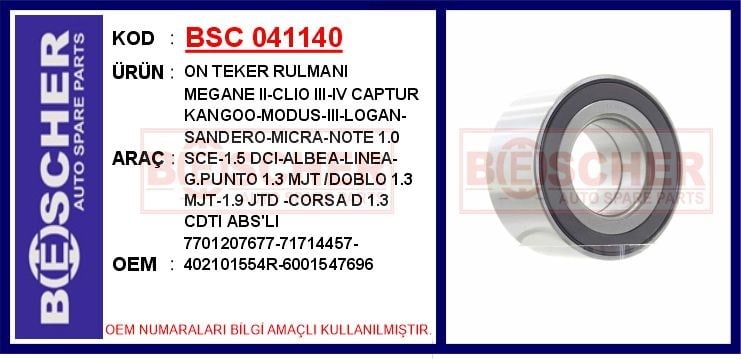 Renault Megane Clio Captur Kangoo Logan Sandero Mercedes Citan Nissan Micra... BESCHER