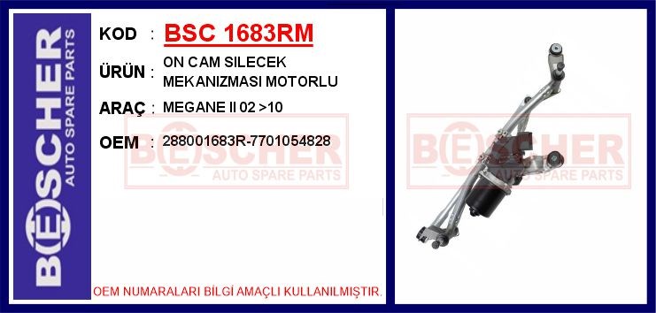 Renault Megane 2 Ön Cam Silecek Mekanizması Motorlu [2002-2010] BESCHER