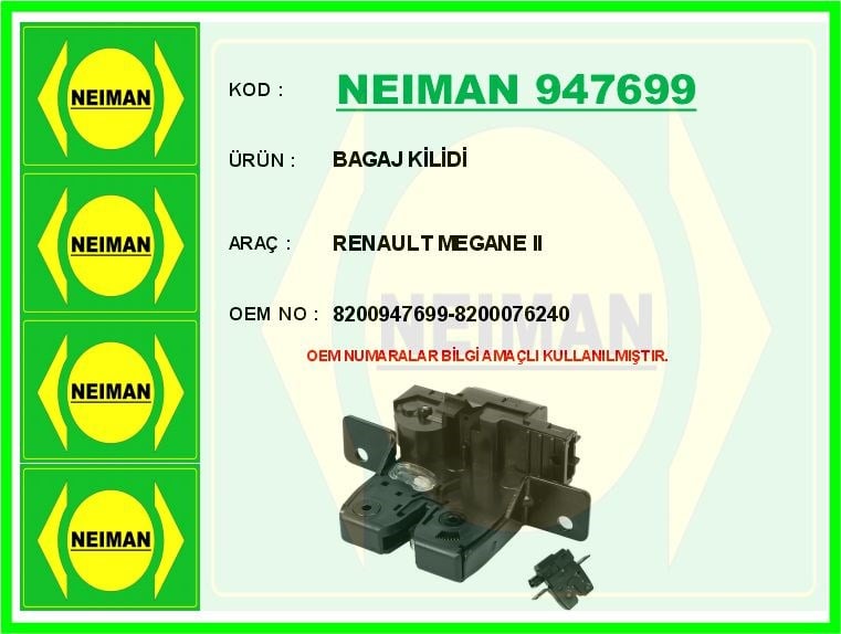 Renault Megane II Bagaj Kilidi BESCHER