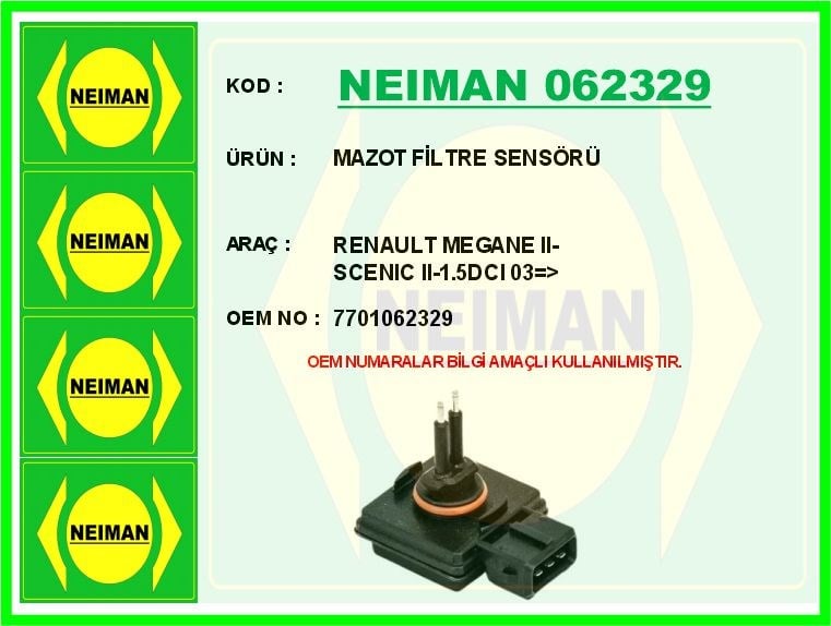 Renault Megane 2 Scenic 2 1.5 DCI Mazot Filtre Sensörü BESCHER