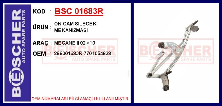 Renault Megane 2 Silecek Mekanizması Ön Cam Motorsuz [2002->] BESCHER