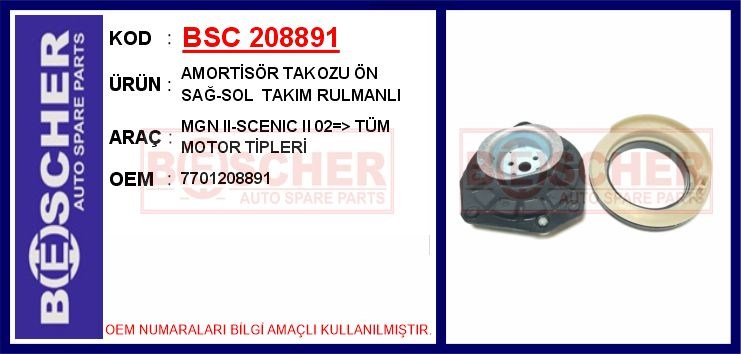 Renault Megane 2 Amortisör Takozu Ön Sağ-Sol Takım Rulmanlı BESCHER