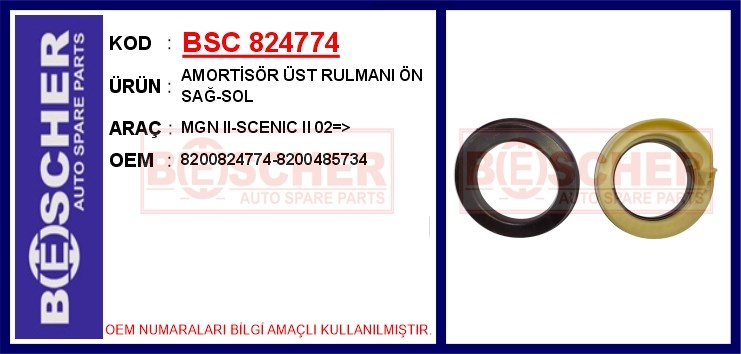 Renault Megane 2 Amortisör Üst Rulmanı Ön Sağ-Sol BESCHER