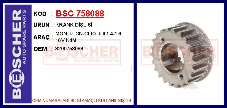 Renault Megane 2 Krank Dişlisi 1.4-1.6 16V K4M BESCHER