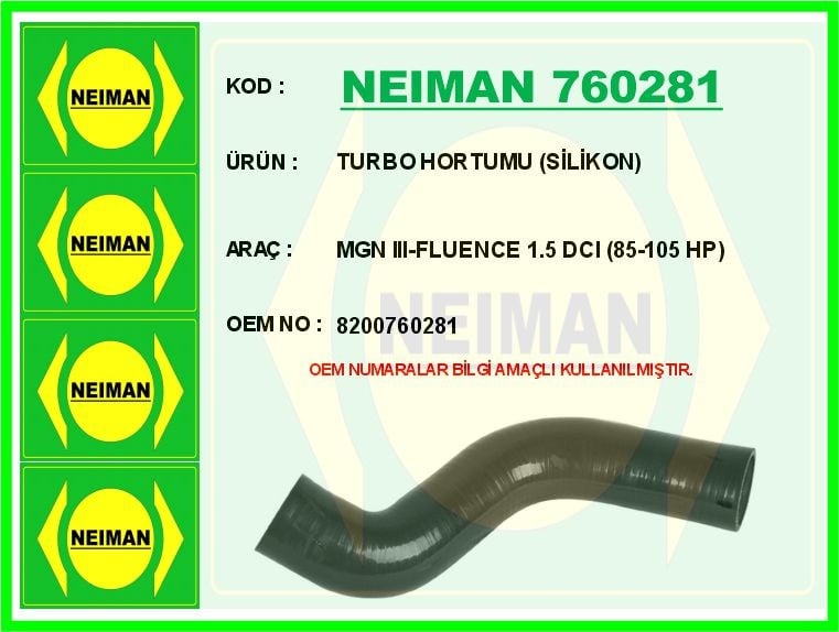 Renault Megane 3 Fluence 1.5 DCI 85-105 HP Turbo Hortumu Metal Boru Hariç BESCHER