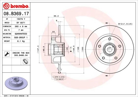 Renault Megane 3 Fluence Clio 4 Scenic 3 Arka Fren Aynası Rulmanlı BREMBO