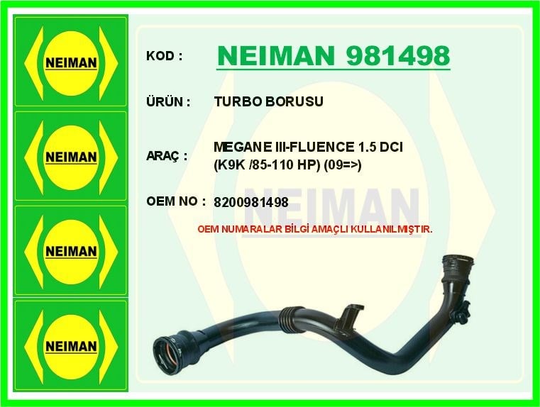 Renault Megane III Turbo Borusu 1.5dCi K9K BESCHER