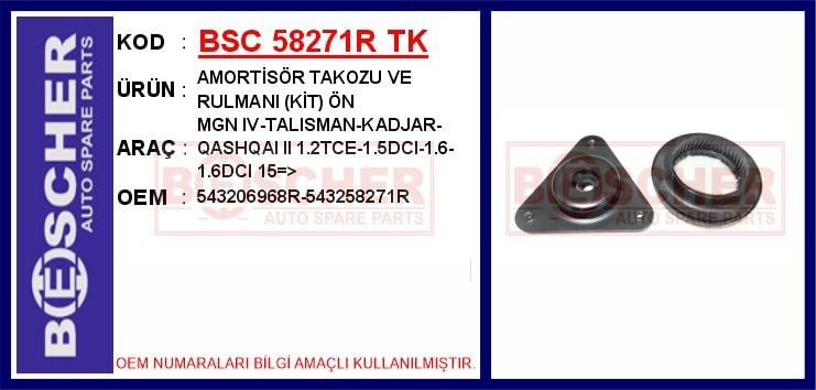 Renault Megane IV Ön Amortisör Takozu ve Rulmanı Kiti BESCHER