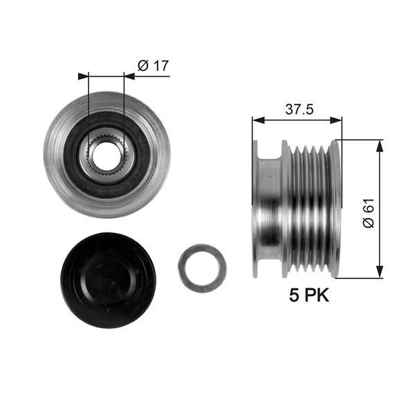 Renault Megane Clio Kangoo Twingo Symbol Alternatör Kasnağı Rulmanlı GATES