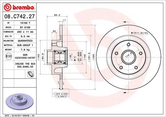 Renault Megane 4 Scenic 4 Talisman Arka Fren Diski BREMBO