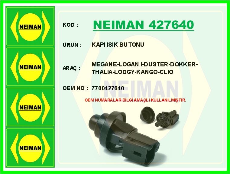 Renault Megane Logan 1 Duster Dokker Thalia Lodgy Kangoo Clio Kapı Işık Butonu BESCHER