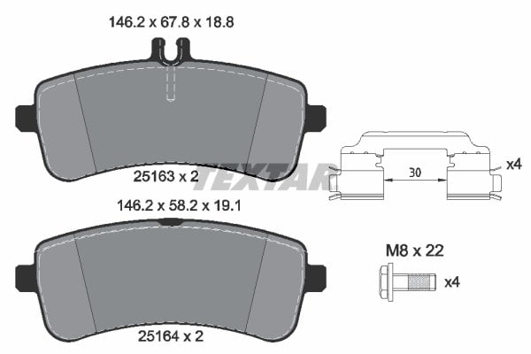 Mercedes W205 S205 C205 A205 W222 C217 A217 C190 X290 R190 Arka Fren Balatası TEXTAR