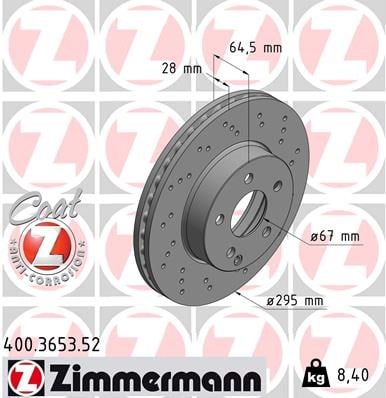 Mercedes W204 S204 C204 W212 S212 A207 R172 Ön Fren Diski ZIMMERMANN
