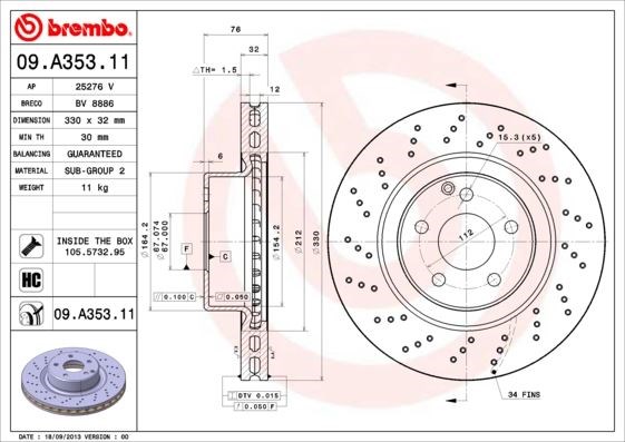 Mercedes S-Class W220 Ön Fren Diski BREMBO