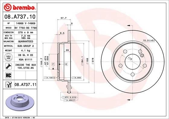 Mercedes C-Class W204 S204 C204 Arka Fren Diski BREMBO