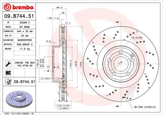 Mercedes W212 S212 R172 Ön Fren Diski BREMBO