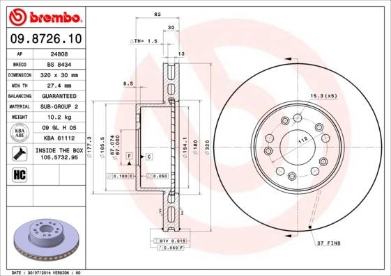 Mercedes S-Class W140 Ön Fren Diski BREMBO