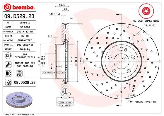Mercedes W205 Ön Fren Diski BREMBO