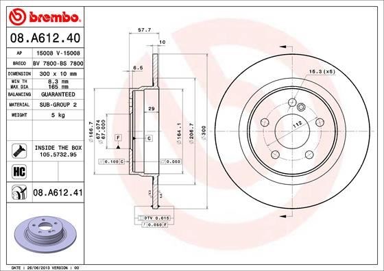 Mercedes W204 S204 C204 C207 A207 Arka Fren Diski BREMBO