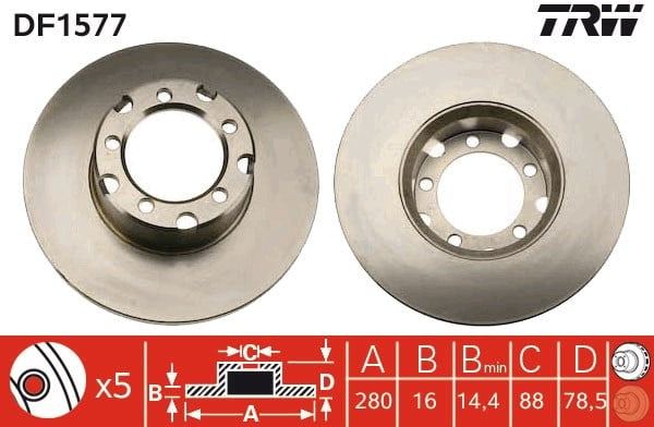Mercedes-Benz T1 T2/L T2/TN Ön Fren Diski TRW