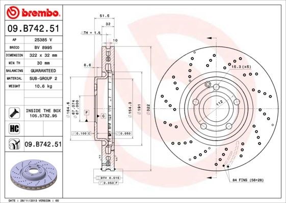 Mercedes CLS-Class C218 X218 Ön Fren Diski BREMBO