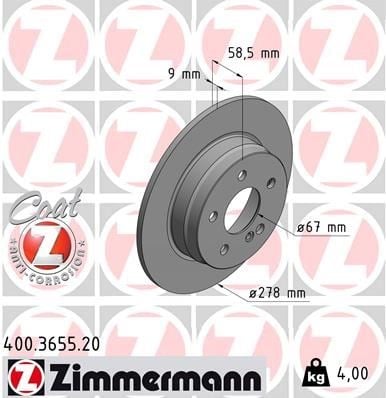 Mercedes C-Class W204 S204 C204 Arka Fren Diski ZIMMERMANN