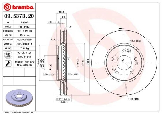 Mercedes-Benz Ön Fren Diski Standard BREMBO