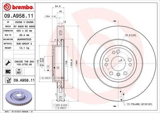Mercedes W166 Ön Fren Diski BREMBO