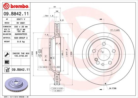 Mercedes-Benz Arka Fren Diski UV Kaplamalı BREMBO