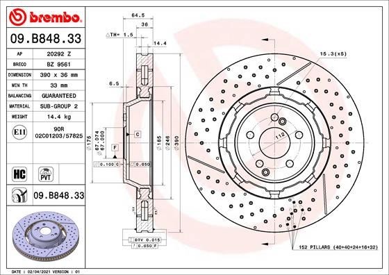 Mercedes X290 W205 S205 C205 W213 S213 X253 C253 R231 Ön Fren Diski BREMBO