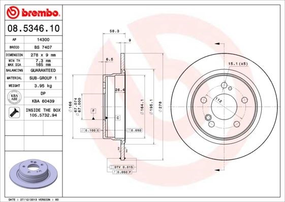 Mercedes-Benz Arka Standart Fren Diski BREMBO