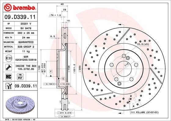 Mercedes X290 Arka Fren Diski BREMBO