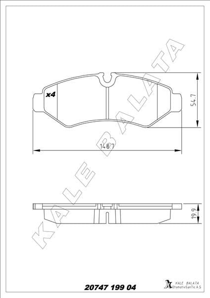 Mercedes Sprinter B907 B910 Tek Teker Arka Fren Balatası KALE-BALATA