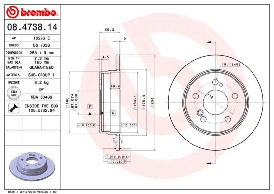 Mercedes W201 W202 W124 C124 Arka Fren Diski BREMBO