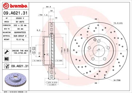 Mercedes W204 S204 W212 S212 C207 A207 Ön Fren Diski BREMBO
