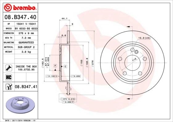 Mercedes W176 W246 C117 Arka Fren Diski BREMBO