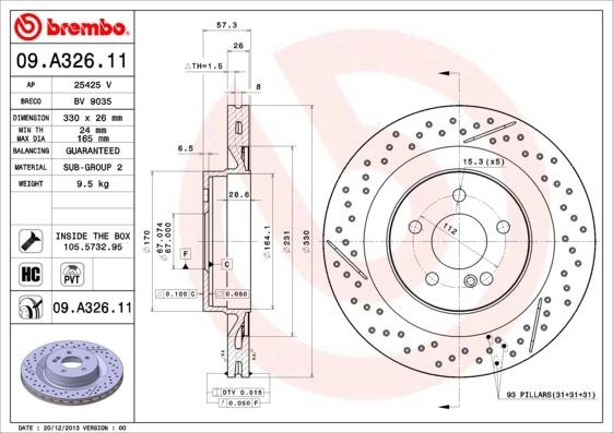 Mercedes-Benz Arka Fren Diski UV Kaplamalı BREMBO