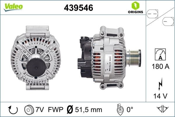 Mercedes W203 W204 W211 W212 W164 W463 W639 B906 Alternatör 14V 180A VALEO