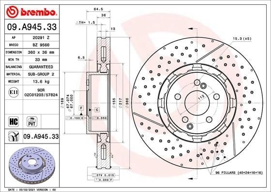 Mercedes-Benz Ön Fren Diski Dual Cast BREMBO